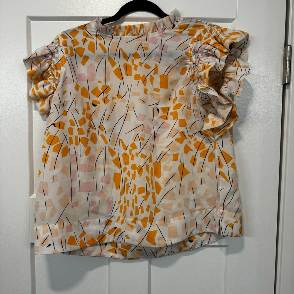 Women's Ruffled Top in Orange and Pink